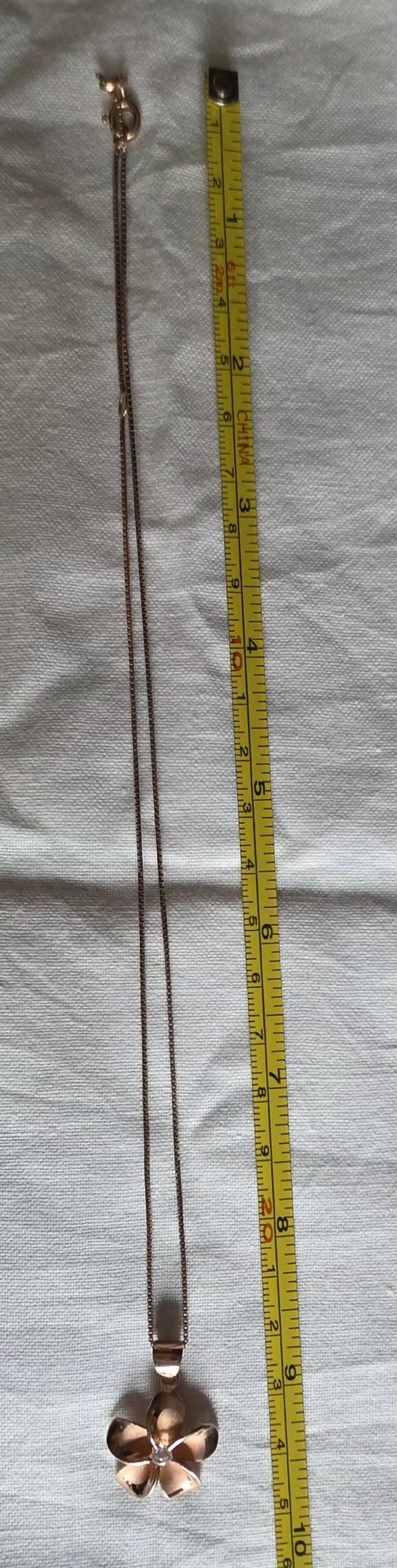 1960s Italian 925 Sterling Silver with 18K Rose Gold Vermeil Necklace- Enameled Flower Pendant