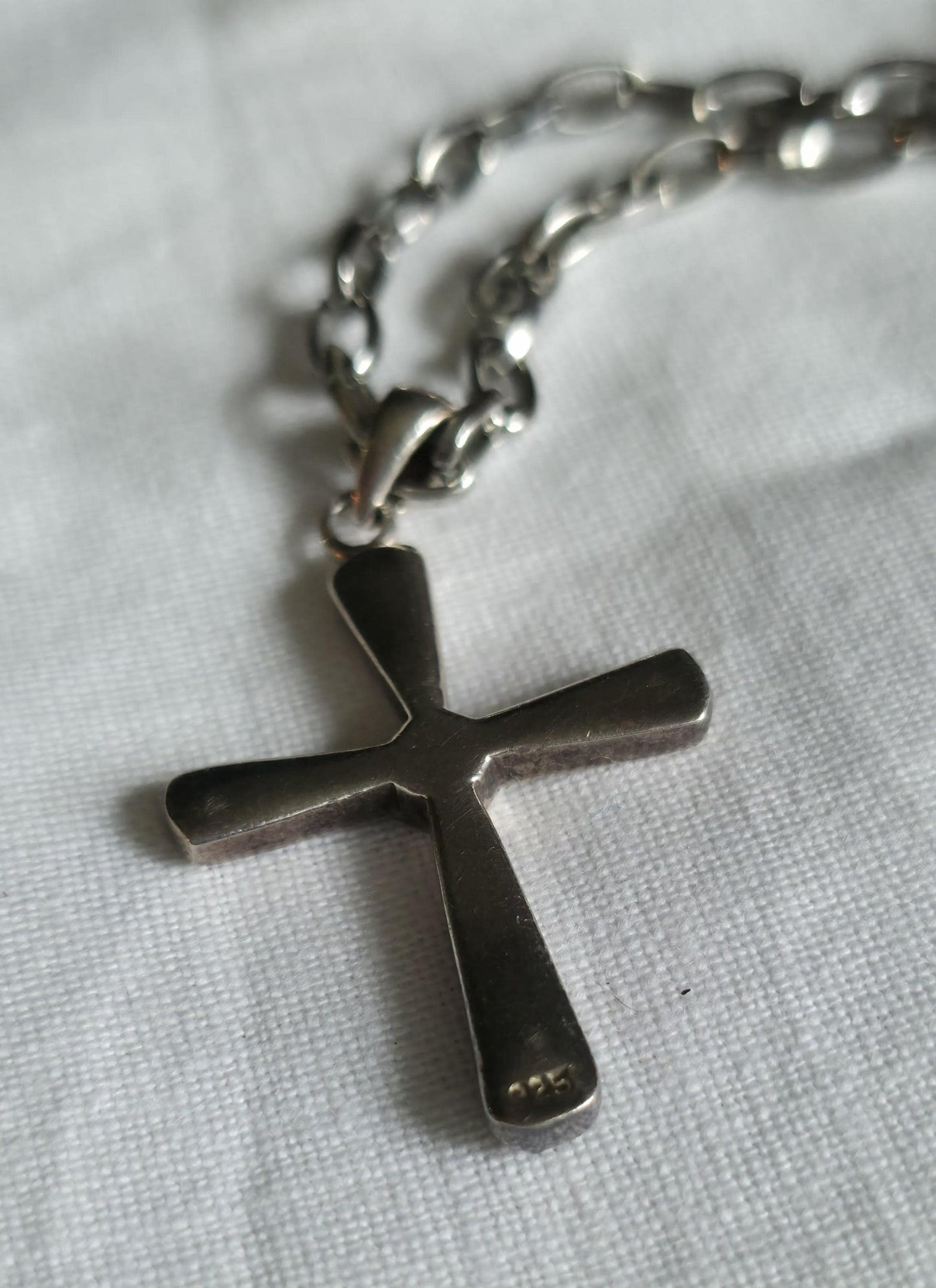Sterling Silver cross necklace With Black Onyx Inlay- Unisex 16" chain