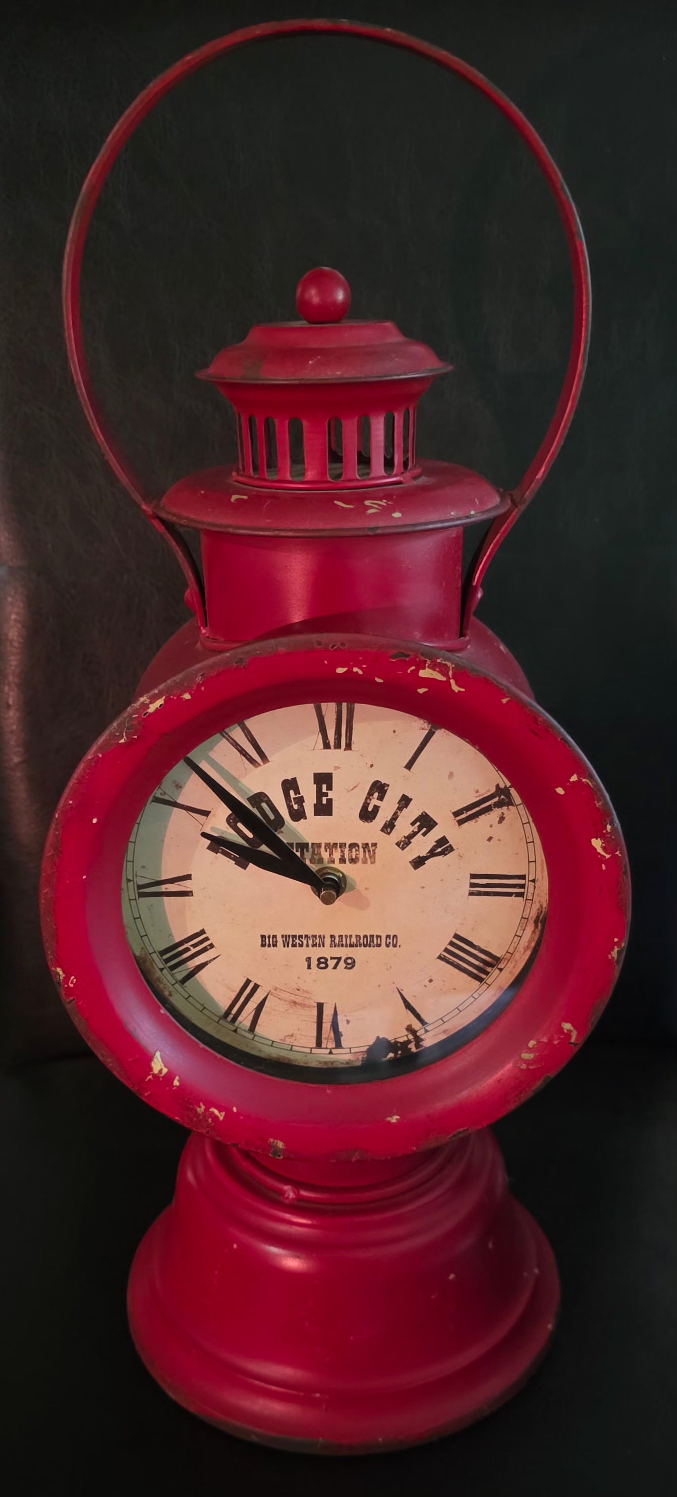 Vintage- reproduction Red Dodge City; Big Western Railroad Co. Clock