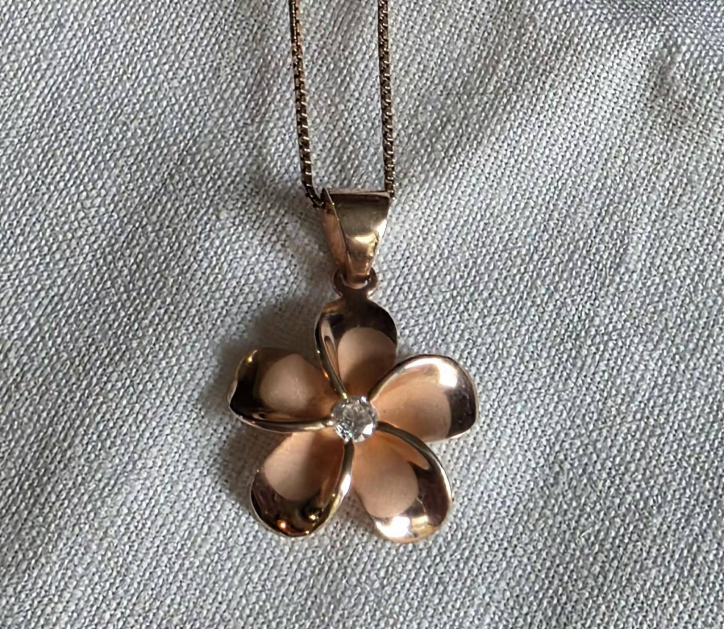 1960s Italian 925 Sterling Silver with 18K Rose Gold Vermeil Necklace- Enameled Flower Pendant