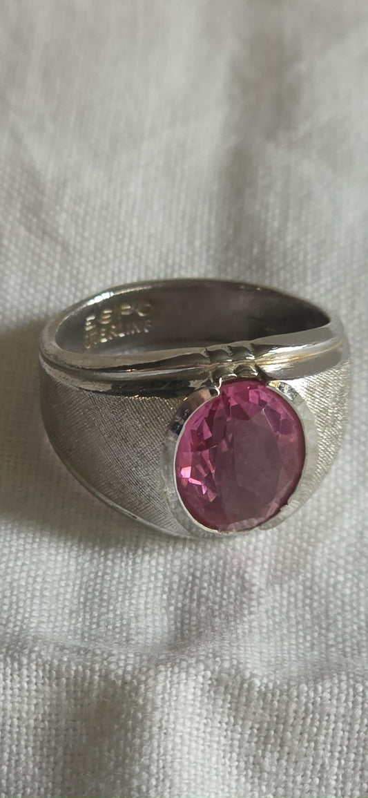 Vintage Pink Sapphire ESPO Sterling Silver Ring- Approximately size 10