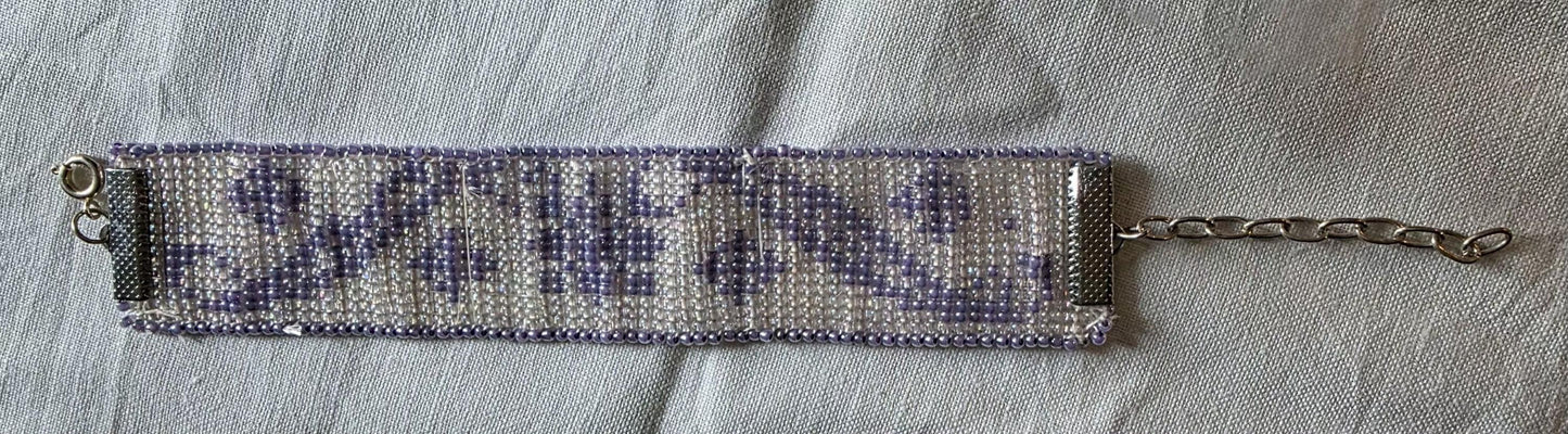 Czech Rocailles AB Glass Handmade Vintage Woven Bracelet -6.5"- 8.5" adjustable