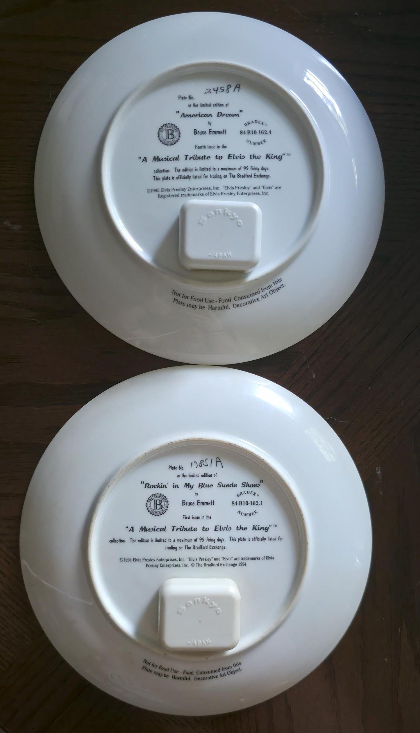 Vintage Elvis Presley Musical Collector Plates: 1994/95 Bradford Exchange, COA
