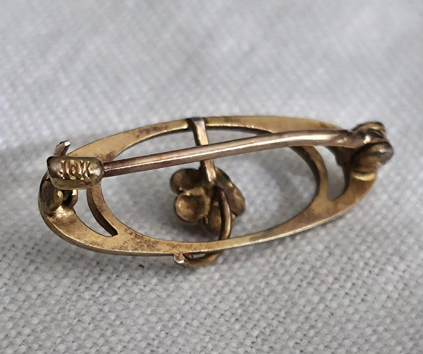 Antique Edwardian 10K Gold Seed Pearl Brooch- Circa 1910