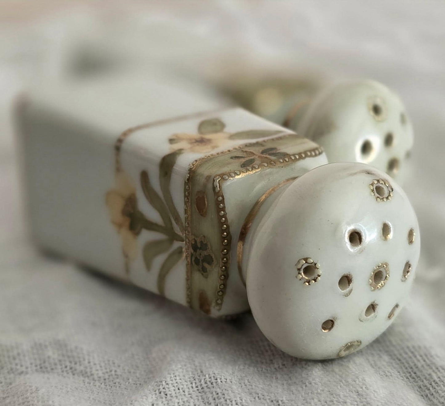 Antique Noitake Moriage Salt and Pepper Shakers- Hand painted - Circa 1920-1930- Collector's Item