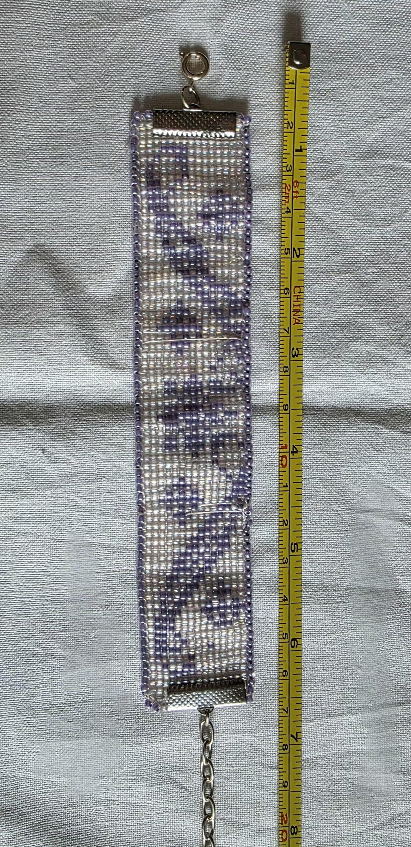 Czech Rocailles AB Glass Handmade Vintage Woven Bracelet -6.5"- 8.5" adjustable