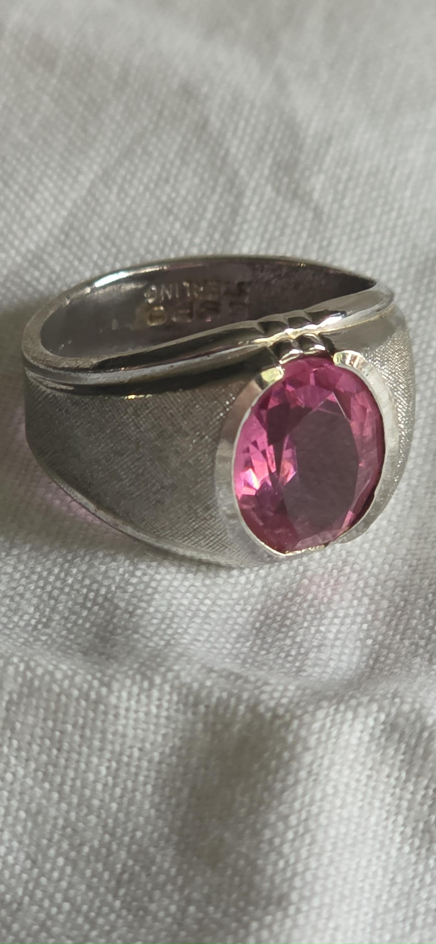 Vintage Pink Sapphire ESPO Sterling Silver Ring- Approximately size 10