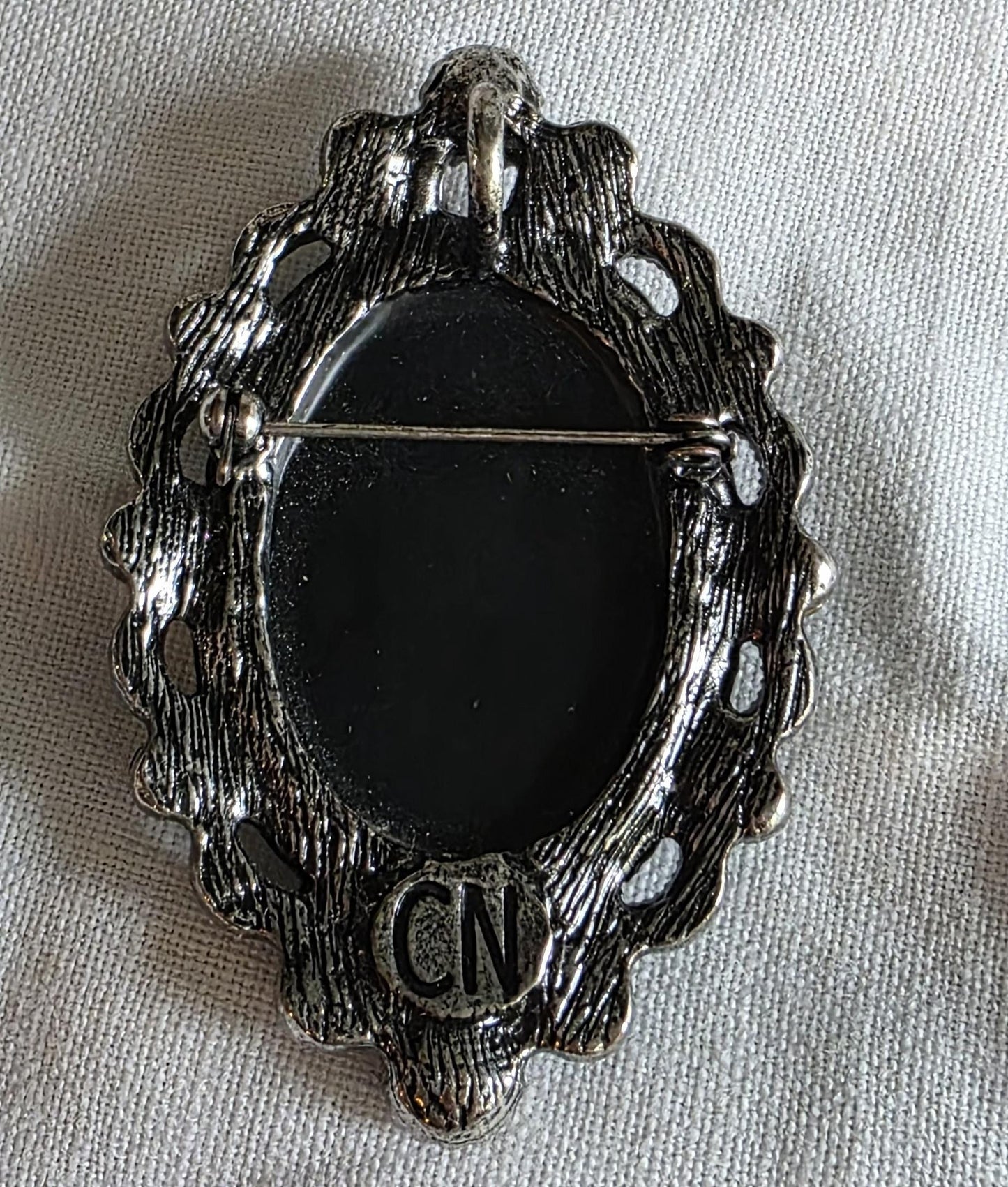 Cameo Noveau Vintage Brooch /Pendant | Victorian Lady Profile | Black & White Resin Cameo Jewelry | Dual Brooch Necklace Gift