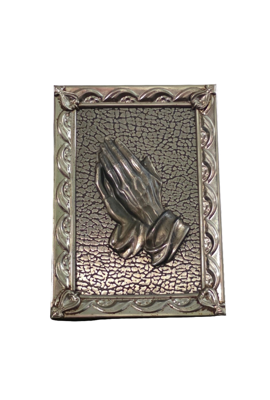 Vintage Praying Hands Bas-Relief Plaque Natural Age Patina