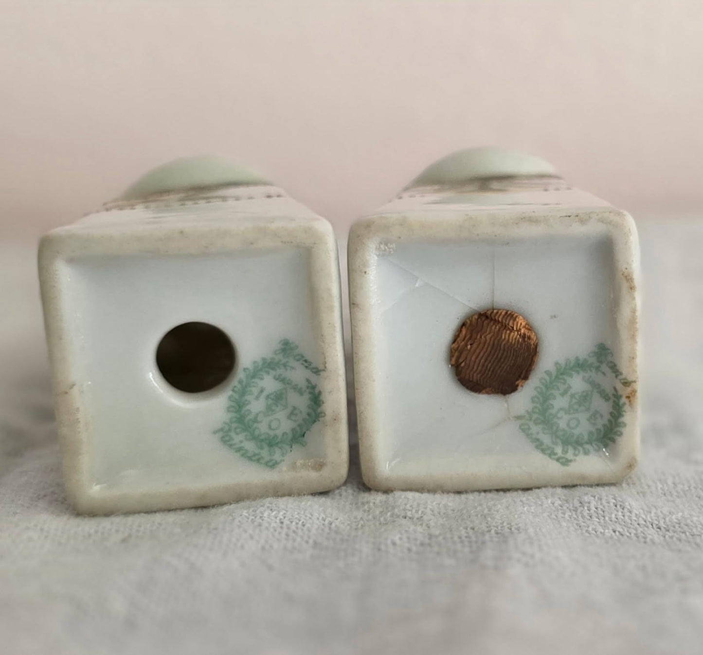 Antique Noitake Moriage Salt and Pepper Shakers- Hand painted - Circa 1920-1930- Collector's Item