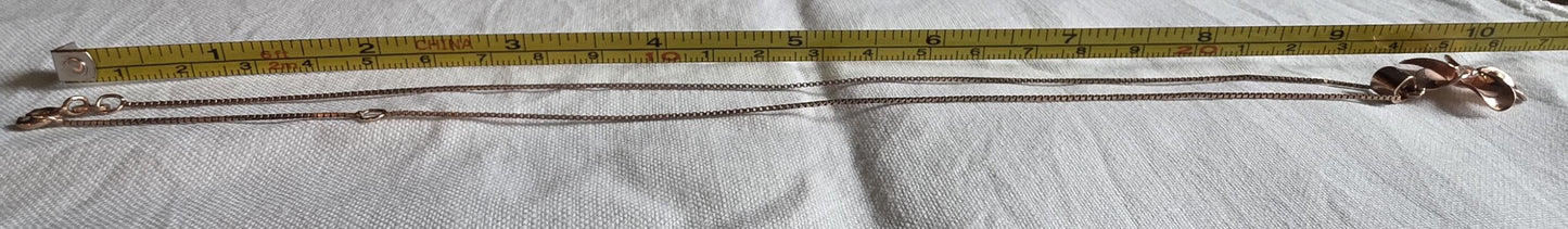 1960s Italian 925 Sterling Silver with 18K Rose Gold Vermeil Necklace- Enameled Flower Pendant