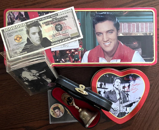 Elvis Collectibles Lot- '77 souvenir bell, trading cards,  & more! Vintage Items!!